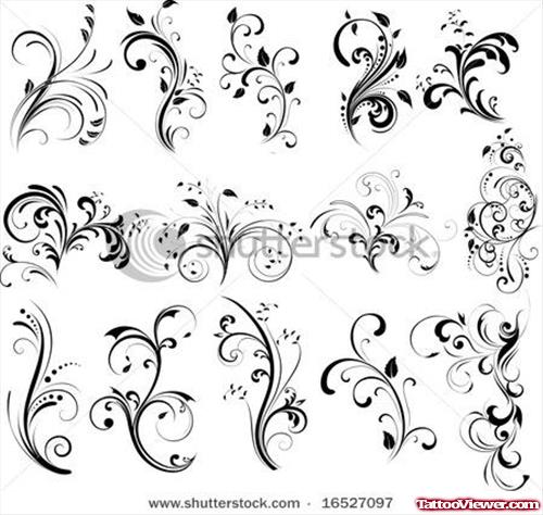 Swirl Flower Tattoos Designs