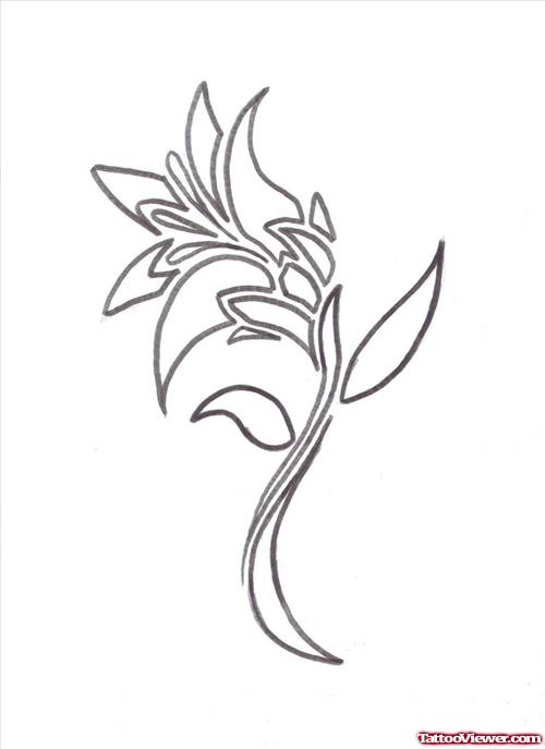 Outline Flower Tattoo Design