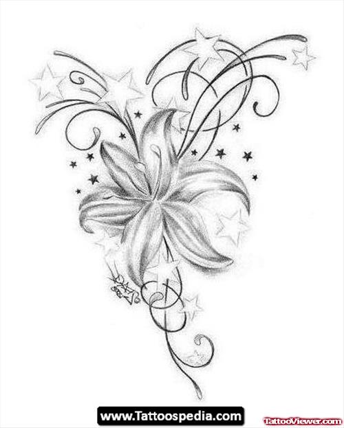 Grey Flower Tattoo Design