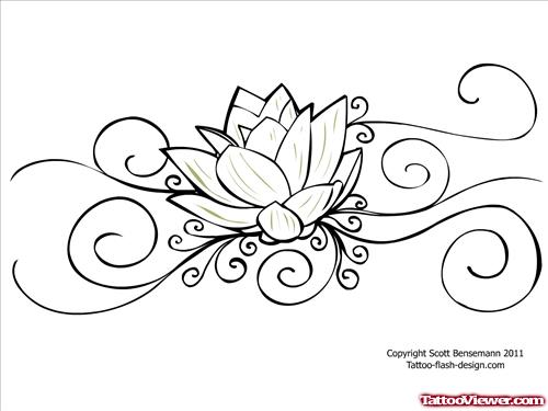 Awesome Outline Flower Tattoo Design