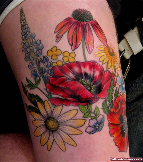 Red And Yellow Flower Tattoo