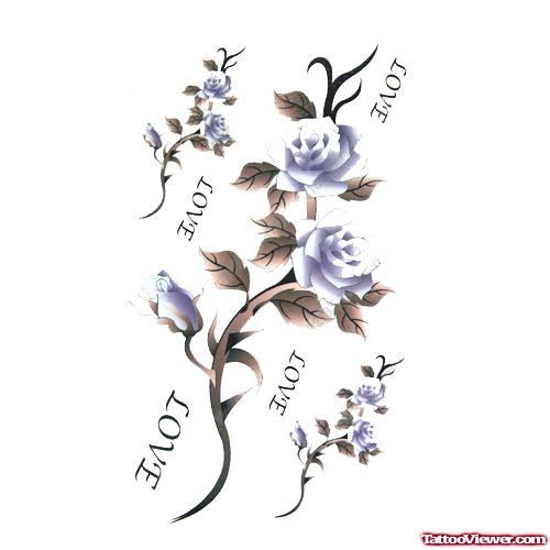 Purple Rose Flowers Tattoo Design