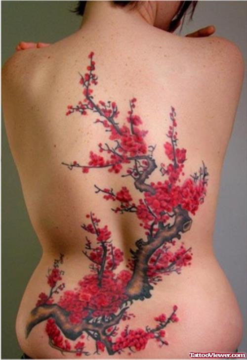Flowers Tattoos Girl Back Body
