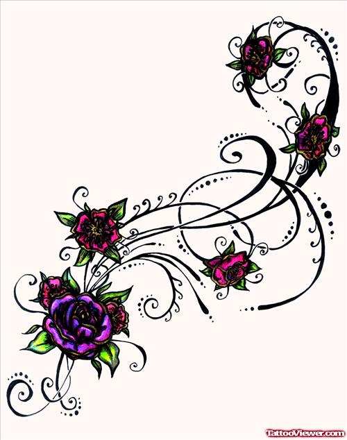 Purple Flower Tattoos Design