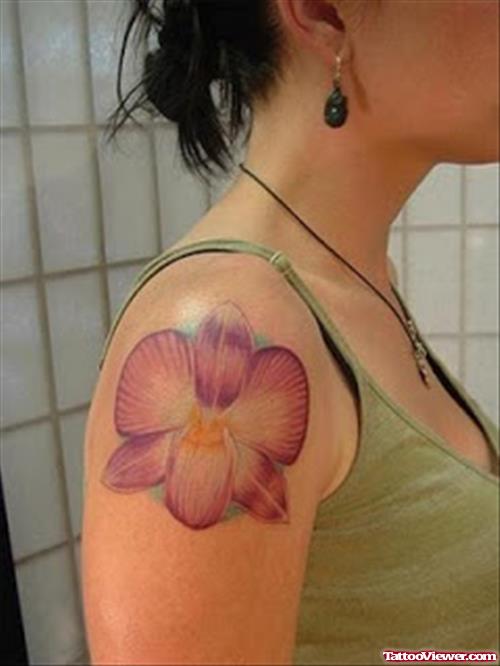 Right Shoulder Flower Tattoo For Girls