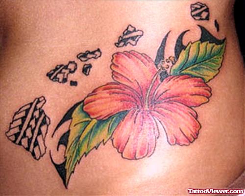 Hawaiian Flower Tattoo On Side