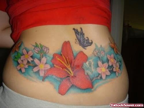Amazing Lowerback Flower Tattoos