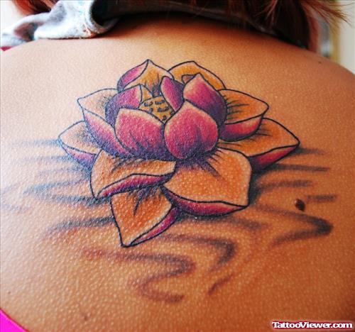 Awesome Lotus Flower Tattoo On Upperback