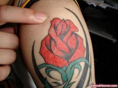 Awesome Red Rose Tattoo For Girls