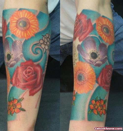 Coloured Flower Tattoo