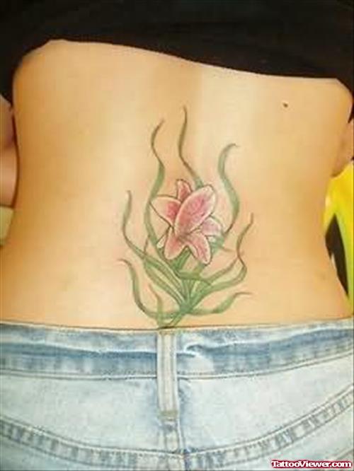 Lily Tattoo On Lower Back