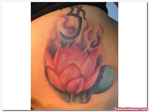 Flaming Flower Tattoo On Back
