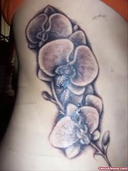 Orchid Flower Tattoo On Ribs