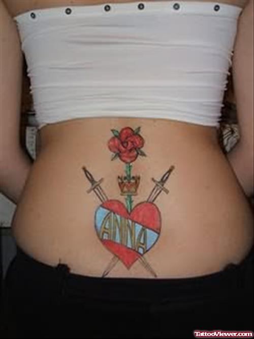 Lower Back Flowers Tattoo For College Girl