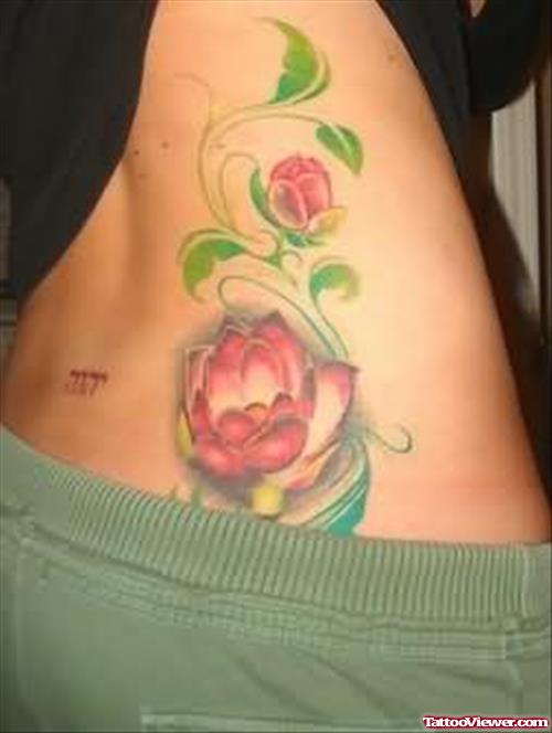 Lotus Flower Tattoo On Waist