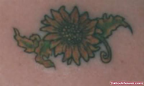 Green Outlined Flower Tattoo