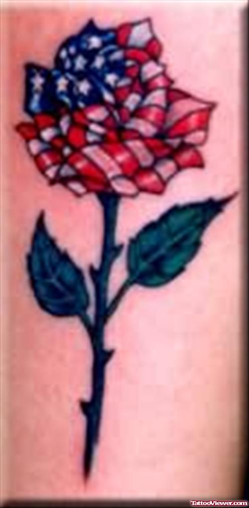 USA Flagged Flower Tattoo