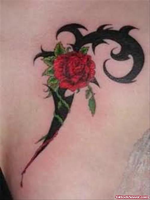 Trendy Rose Flower Tattoo