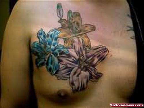 Flowers Tattoo On Chest