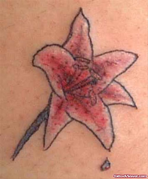 Pink Coloured Flower Tattoo
