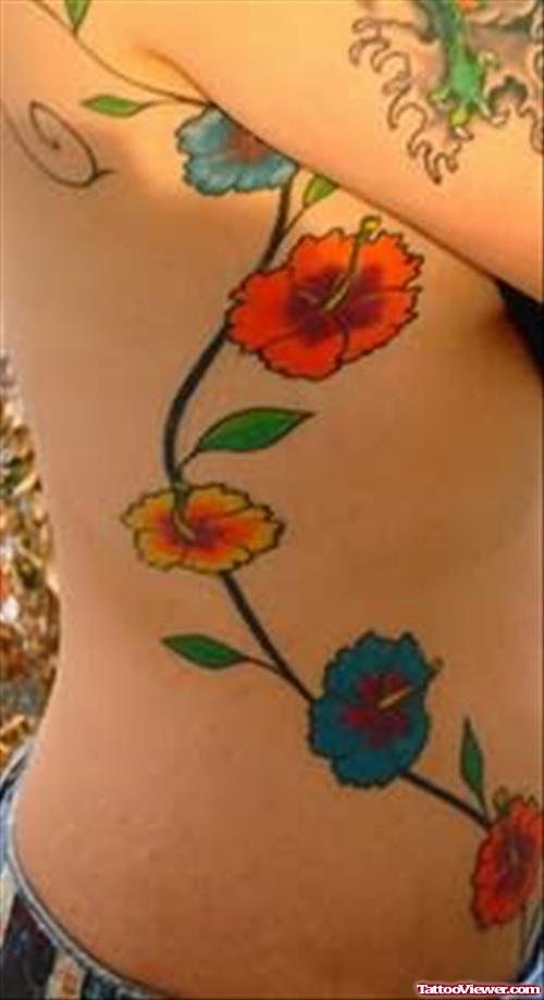 Hawaiian Flower Tattoos  On Ribs