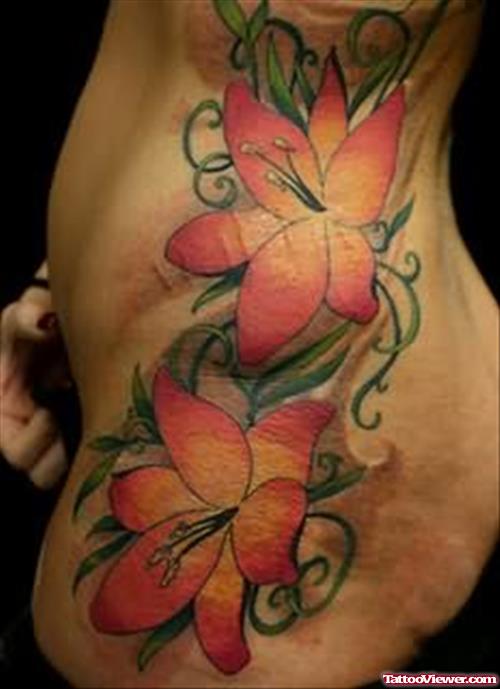 Lisa Flower Tattoo On Side