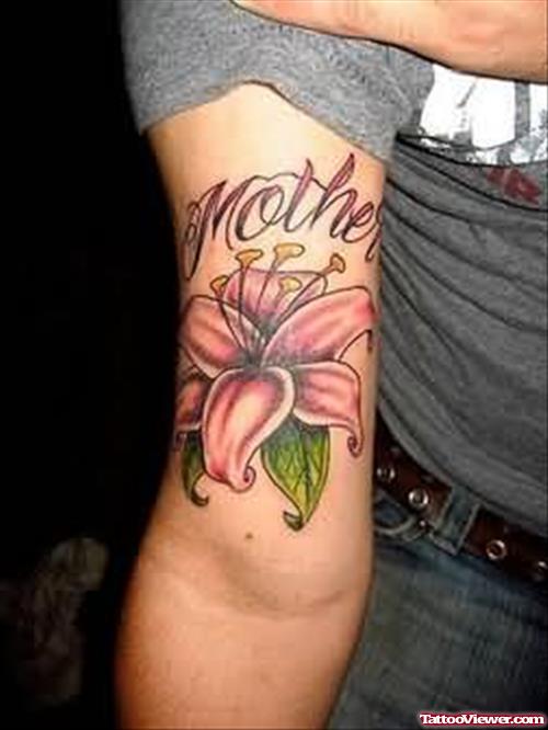 Mother Lily Tattoo On Muscle