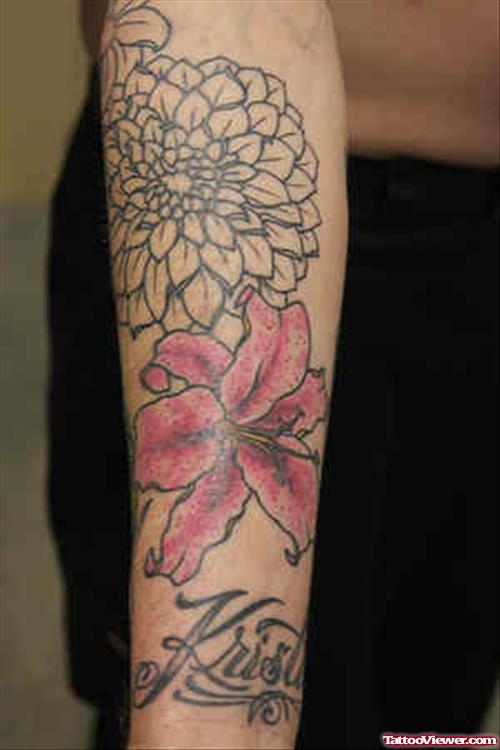 Hibiscus Arm Flower Tattoo