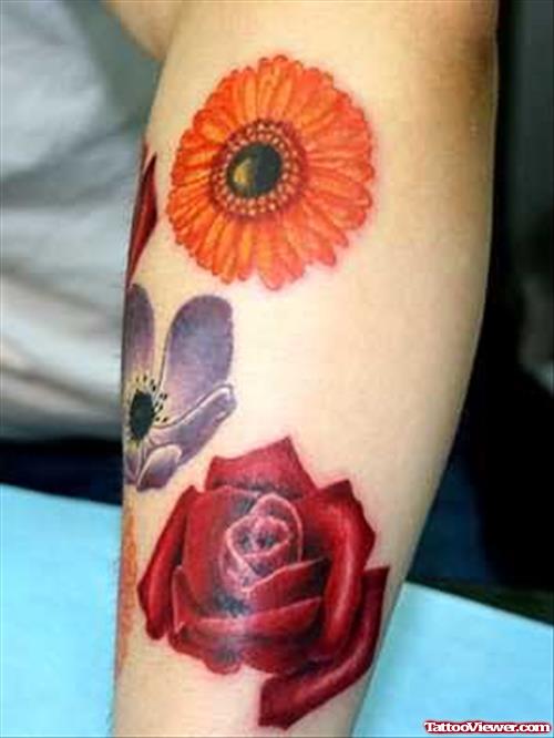 Realistic Flowers Tattoo