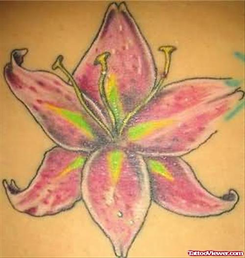 Pink Lily Flower Tattoo