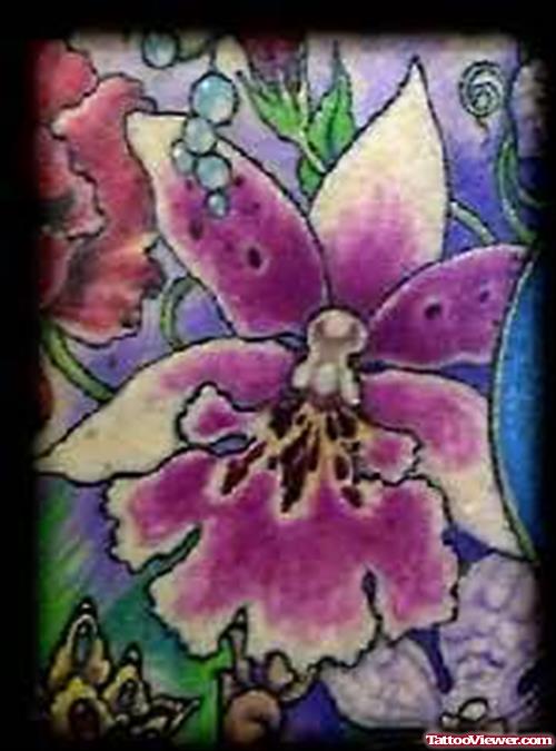 Nice Purple Flower Tattoo