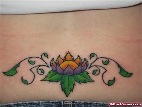 Lotus Back Waist Tattoo