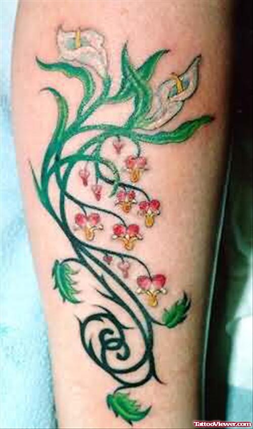 Green Leaves Flower Tattoo