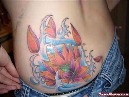 Lotus Flower Tattoo For Lower Back