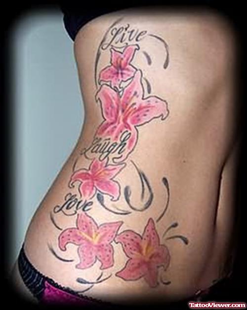 Girls Flower Tattoos on Side Ribs