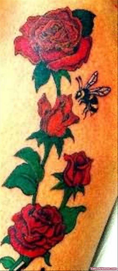 Cute Red Roses Flower Tattoo