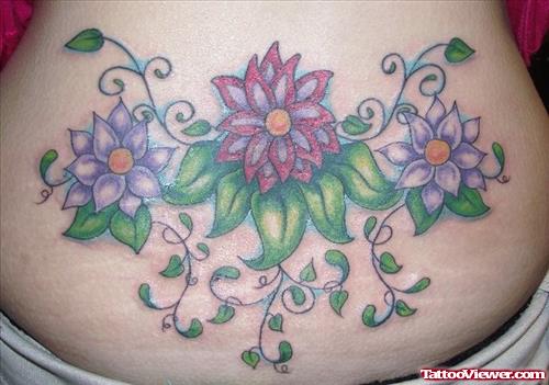 Big Flower Tattoo On Lower Back