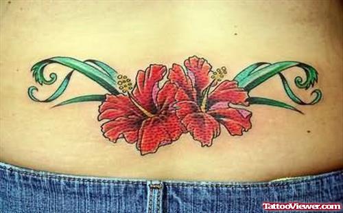 Hibiscus Tattoo On Lower Waist