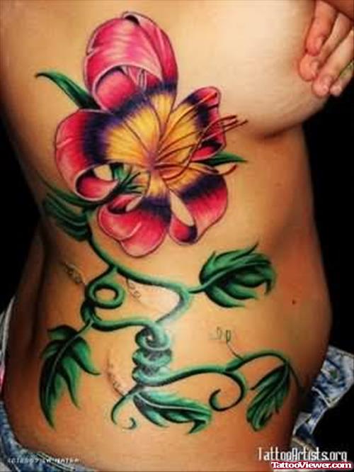 Flower Rib Tattoo For Women