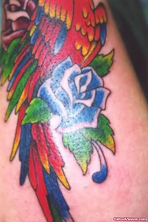 Shining Blue Flower Tattoo