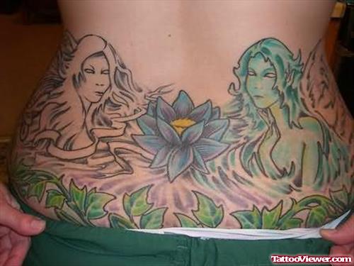 Lotus In Water Tattoo On Waist