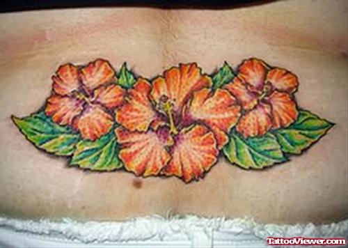 Hibiscus Tattoo On Back Waist