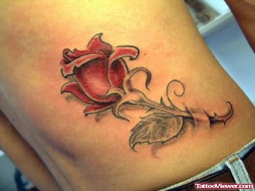 Attractive Flower Tattoo On Rib