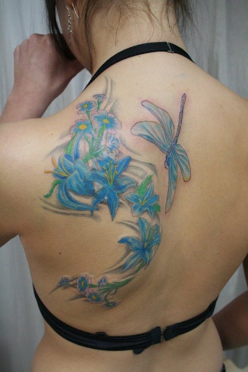 Flower Tattoo Design On Back Shoulder