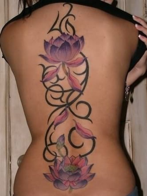 Flower Tribal Tattoo On Back