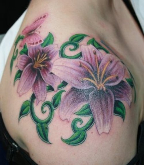 Flower Tattoo Design On Shoulder