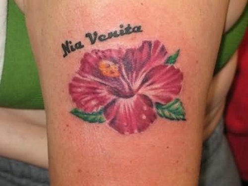 Hibiscus Flowers Tattoo On Bicep