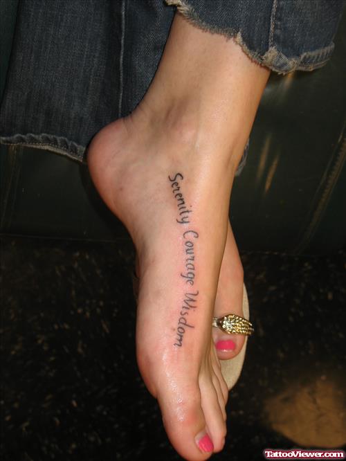 Serenity Courage Wisdom Foot Tattoo For Girls