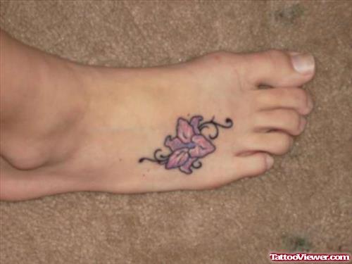 Purple Flower Foot Tattoo