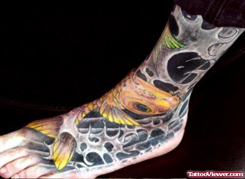 Japnese Koi Fish Foot Tattoo